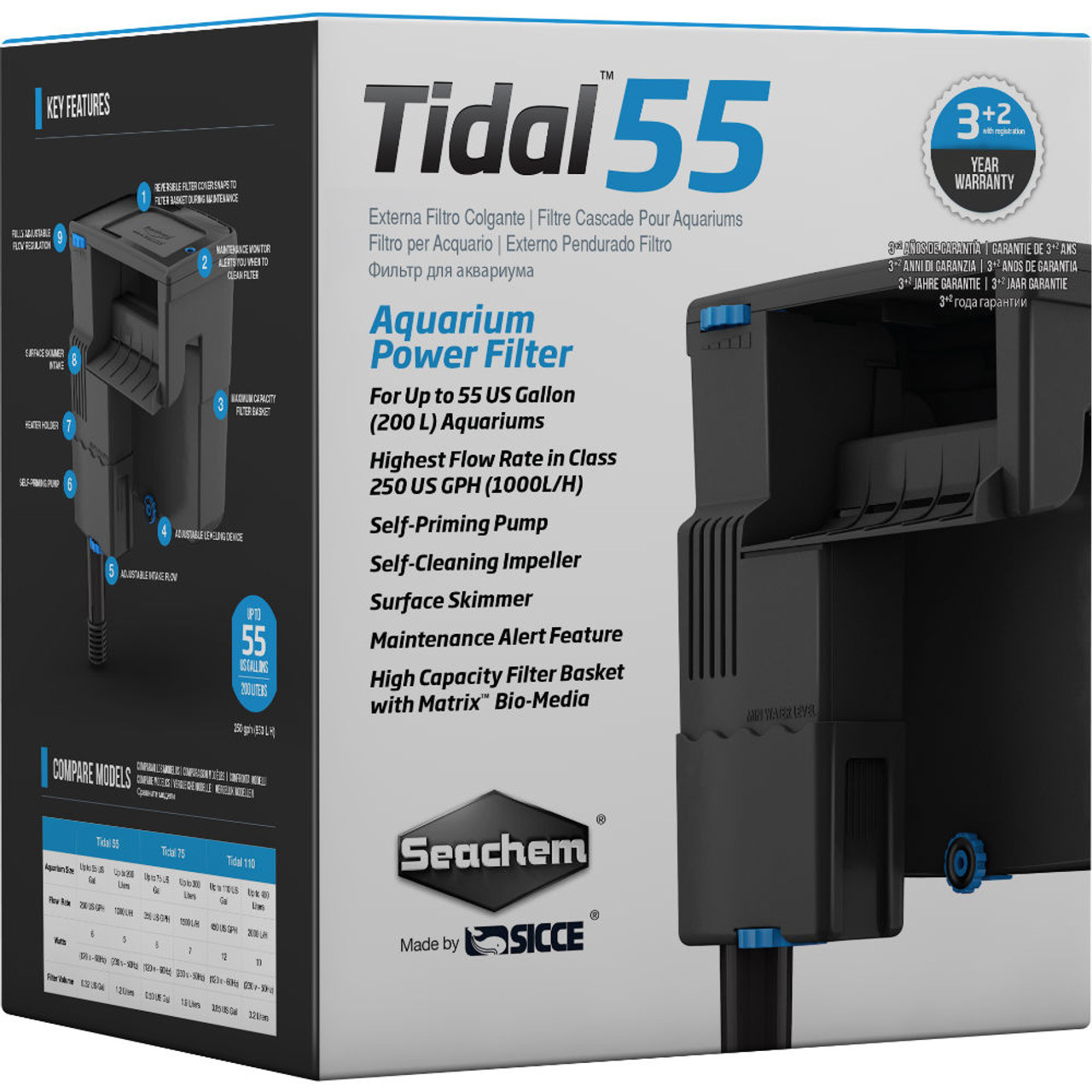 Filtro mochila para acuario-Seachem Tidal 55