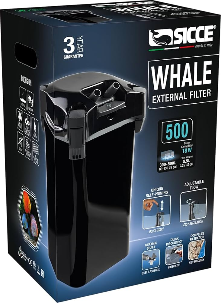 Filtro externo para acuario-Sicce Whale 500 Negro